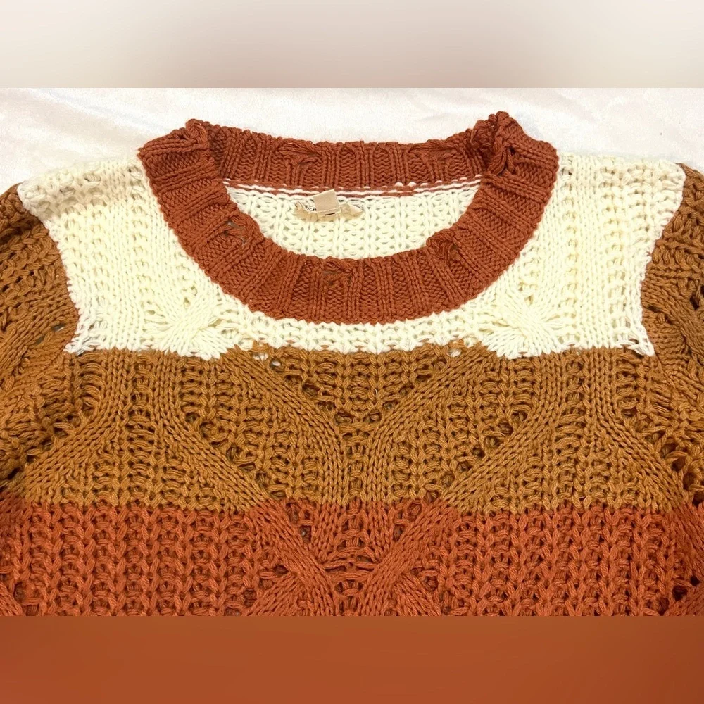 Hem & Thread Striped Multicolor Women's Fall Autumn Cozy Sweater Size Large - Picture 5 of 16